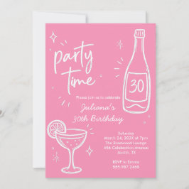 Modern flaska & Cocktail 30-års födelsedagsinbjuda Inbjudningar