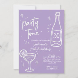 Modern flaska & Cocktail 30-års födelsedagsinbjuda Inbjudningar