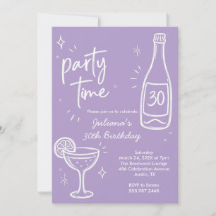 Modern flaska & Cocktail 30-års födelsedagsinbjuda Inbjudningar