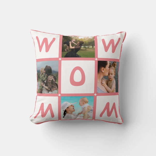 Modern flerbildsgrid Söt WOW MAMMA present Kudde (Framsida)