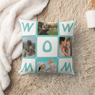 Modern flerbildsgrid Söt WOW MAMMA present Kudde