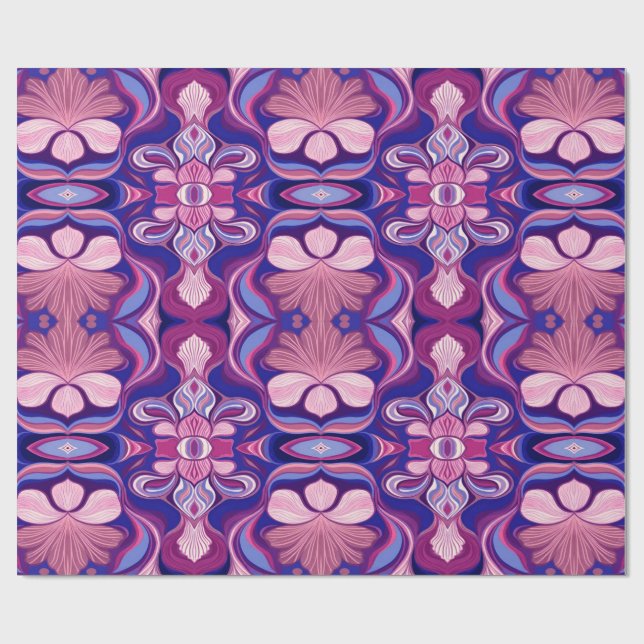 Modern flerfärgad klassisk blommig mönsterdesign   presentpapper (Platt)