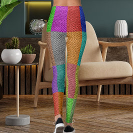 Modern flerfärgad stickad ull texturerat mönster leggings