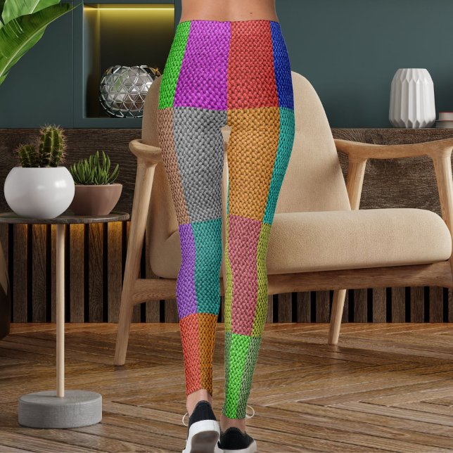 Modern flerfärgad stickad ull texturerat mönster leggings (Skapare uppladdad)