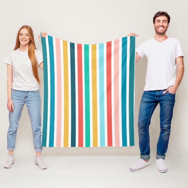 Modern, flerfärgat sommarfärgat Lodrät Rand Fleecefilt (På plats)