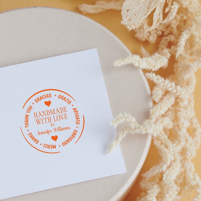 Modern flerspråkig Tack som hanteras med Kärlek Stämpel (Skapare uppladdad)