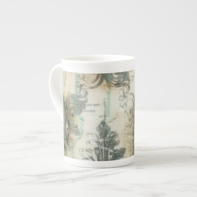 Modern Fleur De Lis Design Benporslin Mugg (Framsida vänster)