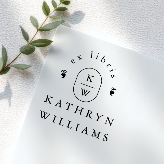 Modern Fleuron Monogram Ex Libris Bookplate Book Självfärgande Stämpel (Skapare uppladdad)