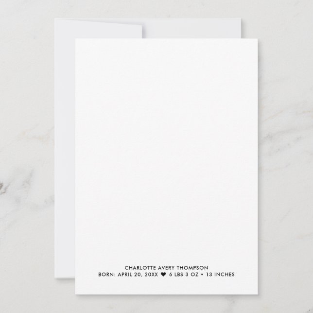 Modern Flicka Birth Anouncement Photo Tack Kort (Framsida)