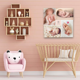 Modern Flicka Monogram Photo Collage Canvas
