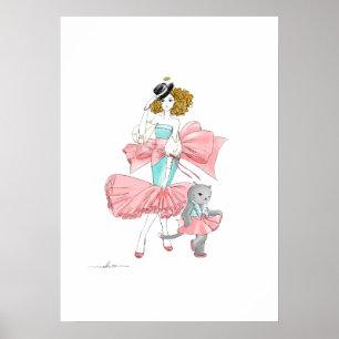 modern flicka och katt poster
