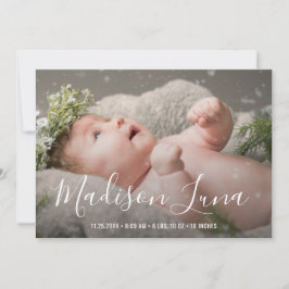 Modern Flicka Photo Elegant Birth Meddelande