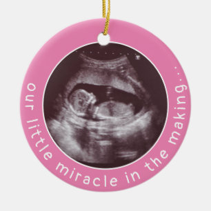 Modern Flicka Rosa Ultrasound 2 Photo Miracle Julgransprydnad Keramik