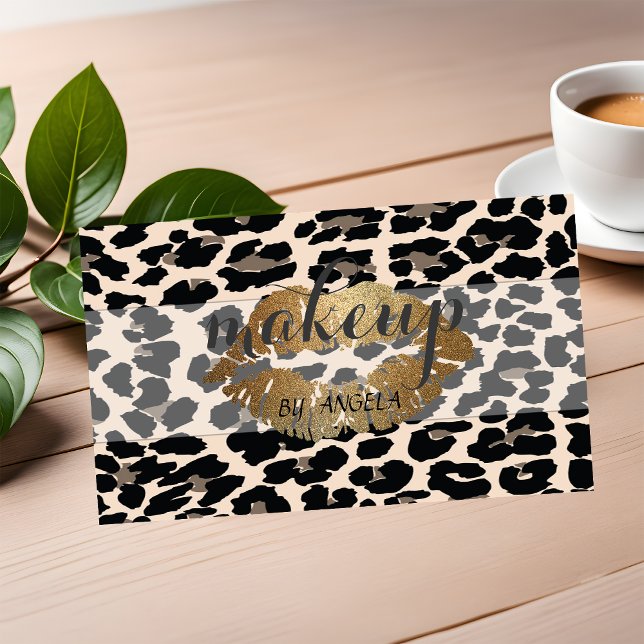 Modern Flickig Elegant Leopardsminkad Glittrig Läp Visitkort (Skapare uppladdad)