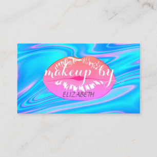 Modern Flickig Rosa Läpp Holografisk Visitkort