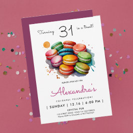 Modern Flickig Söt Macarons Regnbåge Vattenfärg Inbjudningar