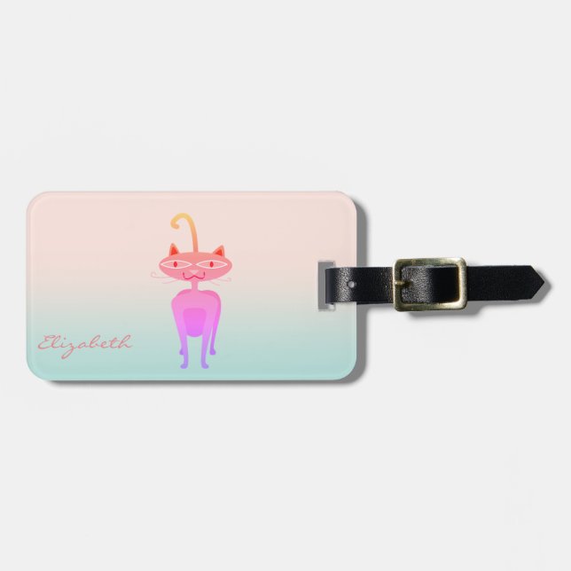 Modern flickig Whimsical katt Bagagebricka (Horisontell Framsida)