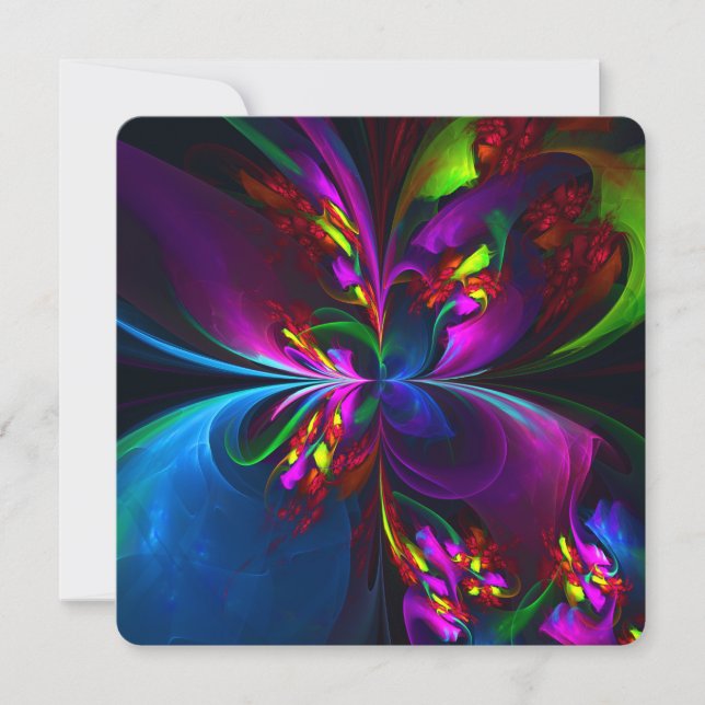 Modern Floral Abstract Art Red Blue Pattern #15 Inbjudningar (Framsida)