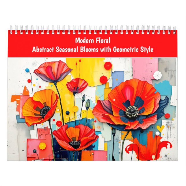 Modern Floral Abstract Seasonal Blooms with Geomet Kalender (Omslag)