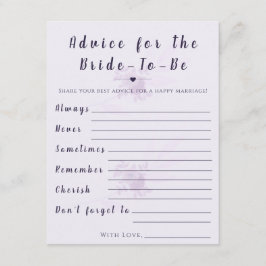 Modern Floral Advice for Bride Shower Game Card Anteckningskort