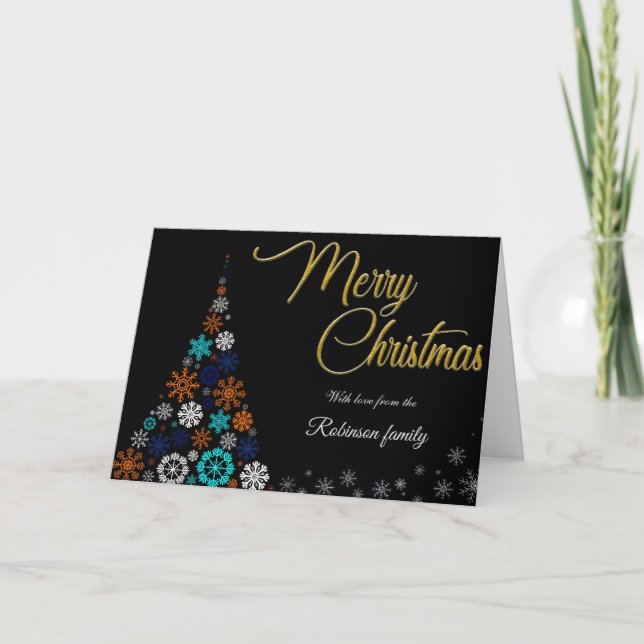 Modern, Floral and Bold Christmas Card Tack Kort (Framsida)