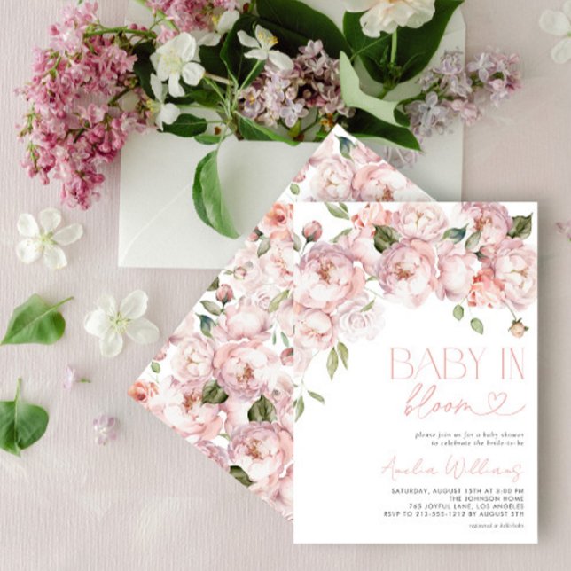 Modern Floral Baby in Bloom Girl Shower Inbjudningar (Skapare uppladdad)