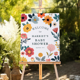 Modern Floral Baby Shower Welcome Foam