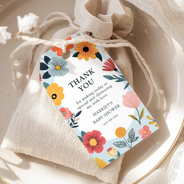 Modern Floral Boy Baby Shower Favor Presentetikett (Skapare uppladdad)