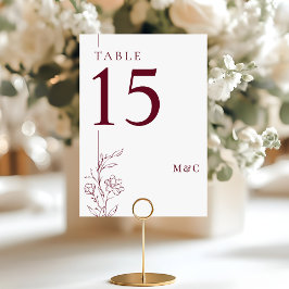 Modern Floral Burgundy and White Boho Wedding Bordsnummer