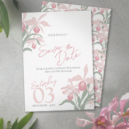 Modern floral Cattleya orchid dusty pink wedding Spara Datumet
