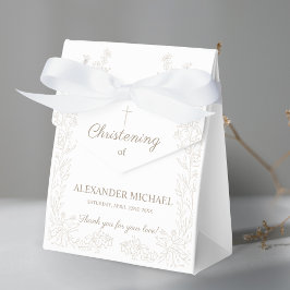 Modern Floral Cross Christening Baptism Thank You Presentaskar