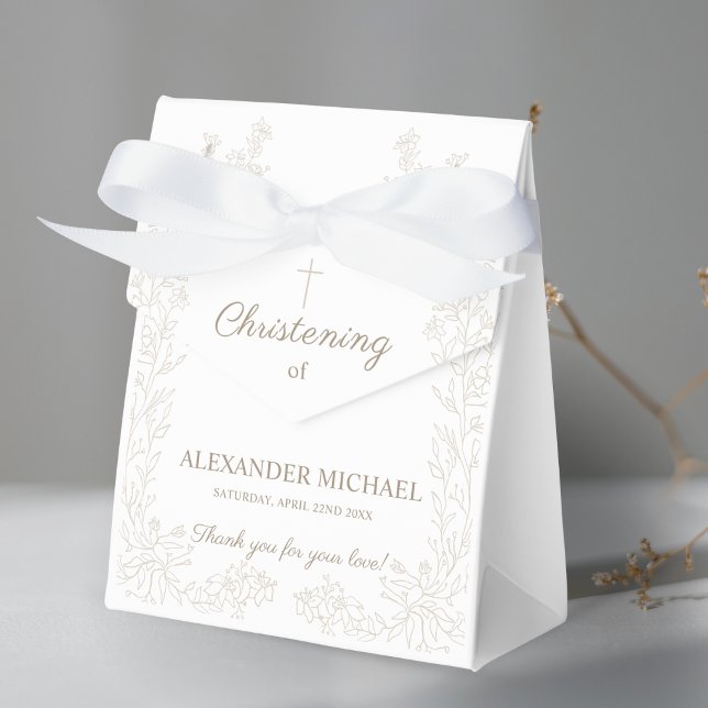 Modern Floral Cross Christening Baptism Thank You Presentaskar (Skapare uppladdad)