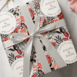 Modern Floral Names Bröllop Presentpapper<br><div class="desc">Detta eleganta moderna blommiga namn bröllop inpackningspapper visar ett handritat rött och svart blommönster på en stilren taupe bakgrund med hortensia,  hibiskus,  jasmin och bignonia blommor. Anpassa med din rubrik,  namn och datum. Perfekt för förlovningsfester,  par duschar,  bröllop eller någon romantisk firande.</div>