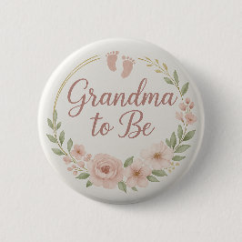 Modern Floral Pastel Grandma to Be Button Knapp