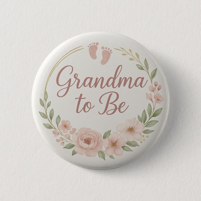 Modern Floral Pastel Grandma to Be Button Knapp (Framsida)