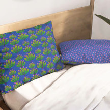 Modern Floral Pattern in Pansy Blue and Green