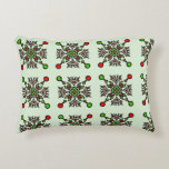 Modern Floral Pattern Prydnadskudde<br><div class="desc">An elegant and modern repeat pattern featuring stylized floral elements in a clean,  symmetrical layout. The fresh green and red color palette adds a vibrant touch to any interior space. This sophisticated design is perfect for contemporary home decor,  throw pillows,  and stylish living room accents.</div>