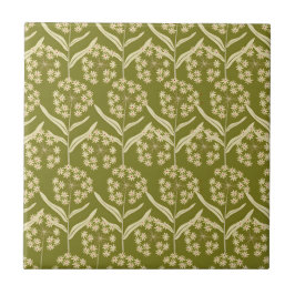 Modern Floral Pattern: White Umbel Flowers Kakelplatta