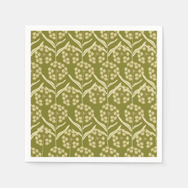 Modern Floral Pattern: White Umbel Flowers Pappersservett (Framsidan)