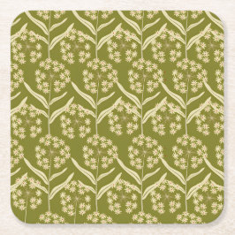 Modern Floral Pattern: White Umbel Flowers Underlägg Papper Kvadrat