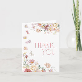 Modern Floral Pink Bridal Shower Thank You Card Tack Kort