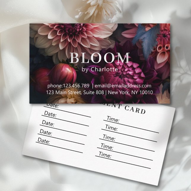 Modern Floral Salon Tidsbeställning Kort (Modern Flower Salon Appointment Card)