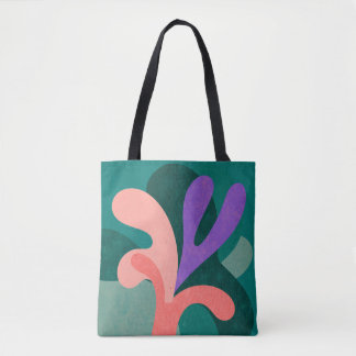 Modern Floral Shape Tote Bag – Bold Color Botanica Tygkasse