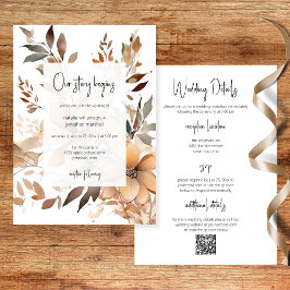 Modern Floral Two Sided Wedding Invitation Inbjudningar