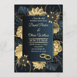 Modern Floral Wedding Invitation Custom card Inbjudningar