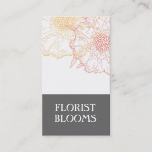 Modern Florist Affärskort Grått Orange Red Visitkort