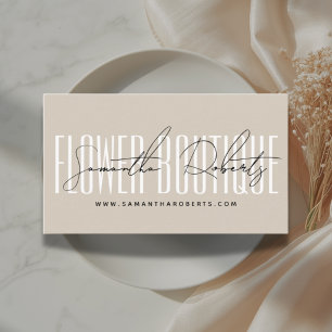 Modern florist blomboutique beige visitkort