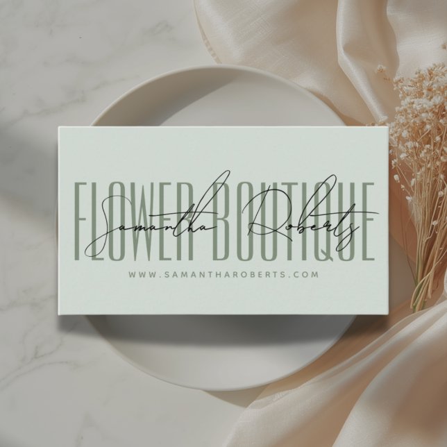 Modern florist blomboutique grön  visitkort (Skapare uppladdad)
