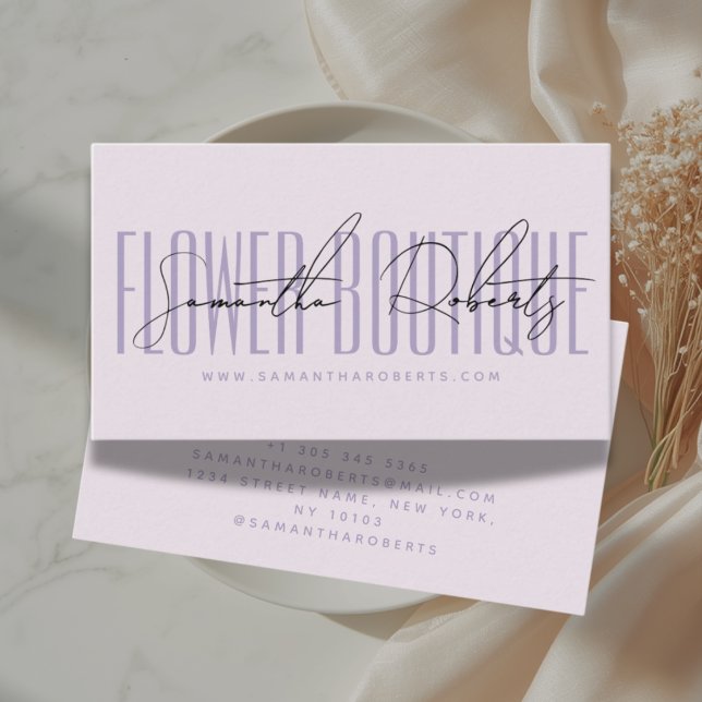 Modern florist blomsterbutik lavendel visitkort (Skapare uppladdad)