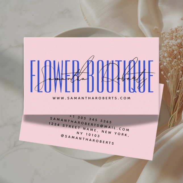 Modern florist blomsterbutik rosa blå visitkort (Skapare uppladdad)